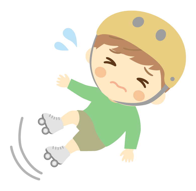 ローラースケートで転ぶ男の子のイラスト