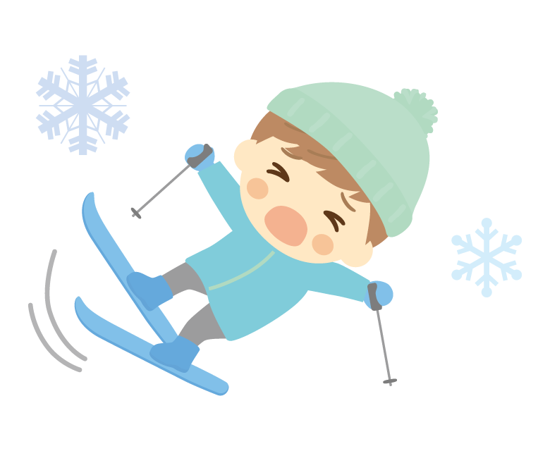 スキーで転ぶ子どものイラスト