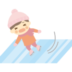 スケートで転倒する女の子のイラスト
