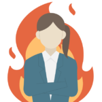 闘志が燃えている女性会社員のイラスト