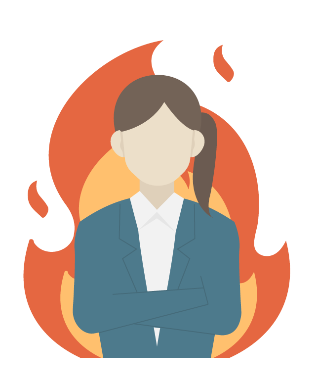 闘志が燃えている女性会社員のイラスト