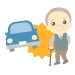 車の事故と年配男性のイラスト