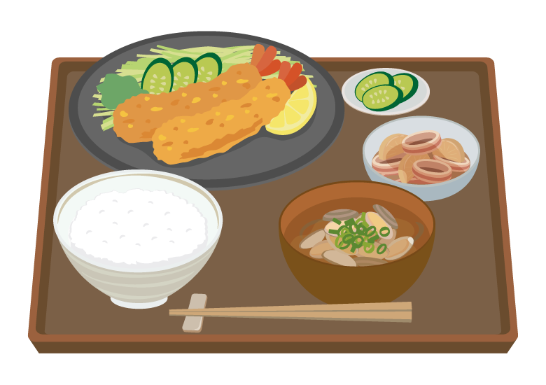 海老フライ定食のイラスト