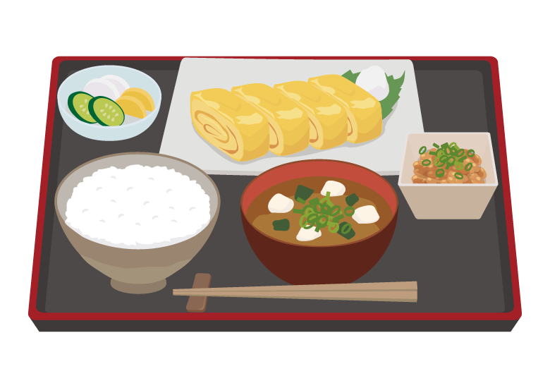 和食の朝食のイラスト