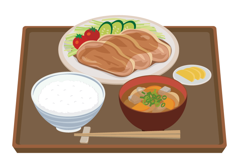 生姜焼き定食のイラスト