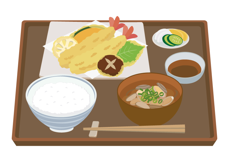 天ぷら定食のイラスト