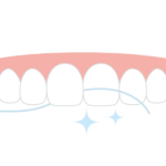 フロスで歯の掃除のイラスト