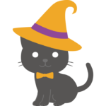 ハロウィンのかわいい黒猫のイラスト