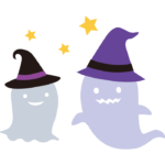 三角帽子をかぶったハロウィンのお化けのイラスト