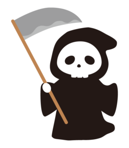 カマを持ったガイコツのハロウィンイラスト | 無料のフリー素材 イラストエイト