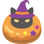 ハロウィンの猫のドーナツのイラスト