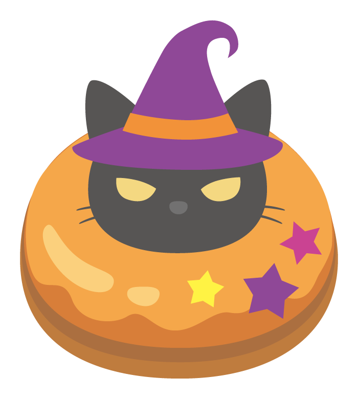 ハロウィンの猫のドーナツのイラスト