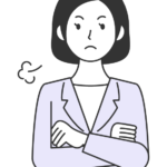 怒ったりムッとした表情の女性会社員のイラスト