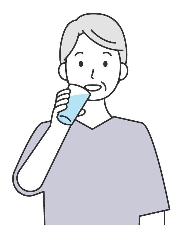 水を飲む年配男性のイラスト