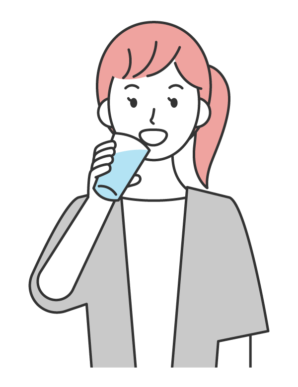 水を飲む女性のイラスト
