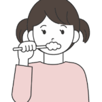 歯磨きをする女の子のイラスト