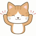 バンザイをしている茶白猫のイラスト