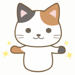 ピカピカの三毛猫のイラスト