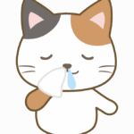 鼻をかむ三毛猫のイラスト