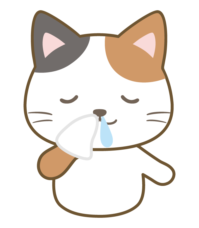 鼻をかむ三毛猫のイラスト