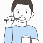 歯磨きをする男の子のイラスト
