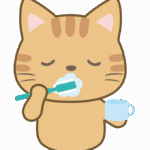 歯磨きをしている猫のイラスト