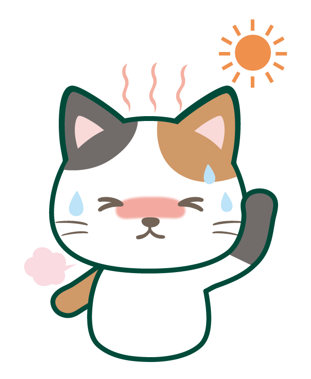 熱中症の三毛猫のイラスト
