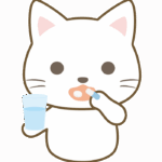 薬を飲む白猫のイラスト