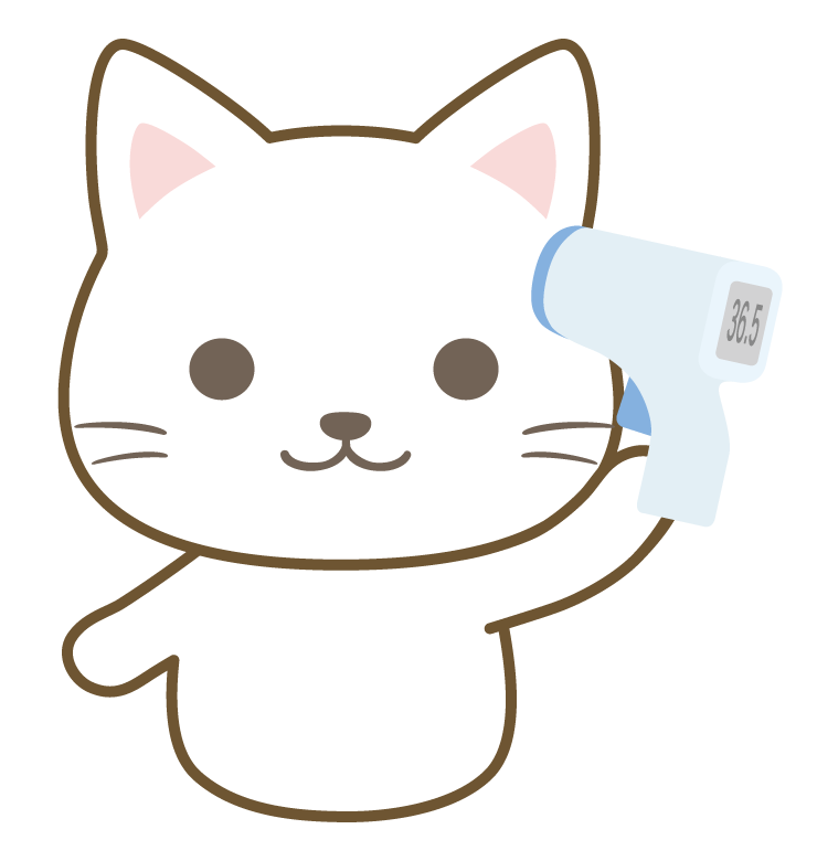 検温をしている白猫のイラスト