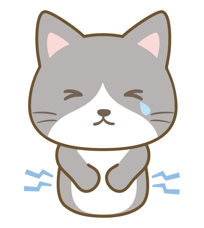 腹痛の猫のイラスト