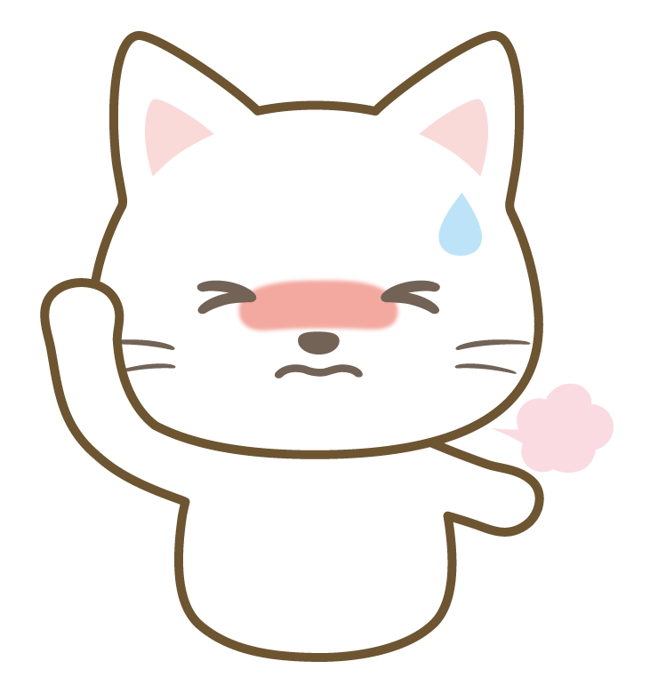 熱を出している白猫のイラスト