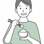 ご飯（白米）を食べる年配男性のイラスト