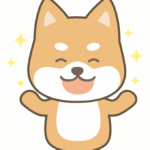 ワクワクして笑顔の柴犬のイラスト