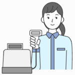 レジと女性の店員さんのイラスト