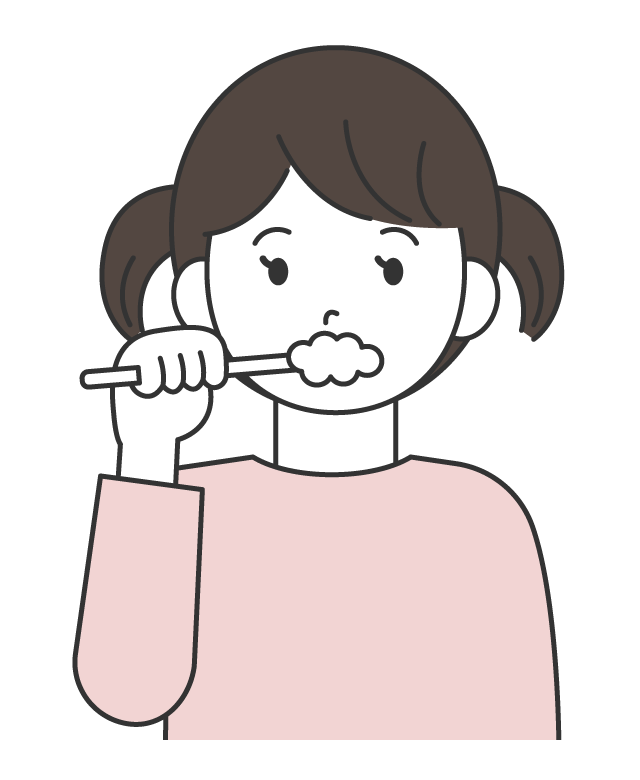 歯磨きをする女の子のイラスト
