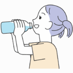 水やスポーツドリンクを飲む女の子のイラスト