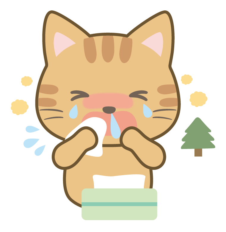 花粉症の猫のイラスト