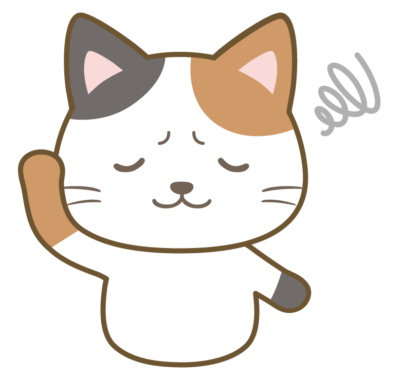 困ったり悩んでいる三毛猫のイラスト