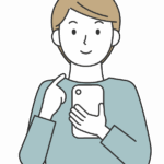スマホでチェックなどをする男性のイラスト