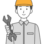 スパナを持った工事現場の作業員（男性）のイラスト