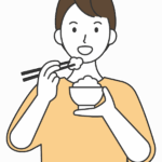 ご飯（白米）を食べる男性のイラスト