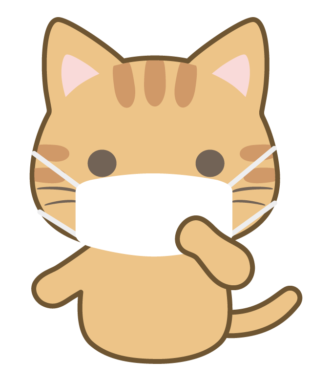 風邪や花粉症でマスクをしている猫のイラスト