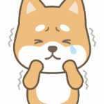 怖くて震えている柴犬のイラスト