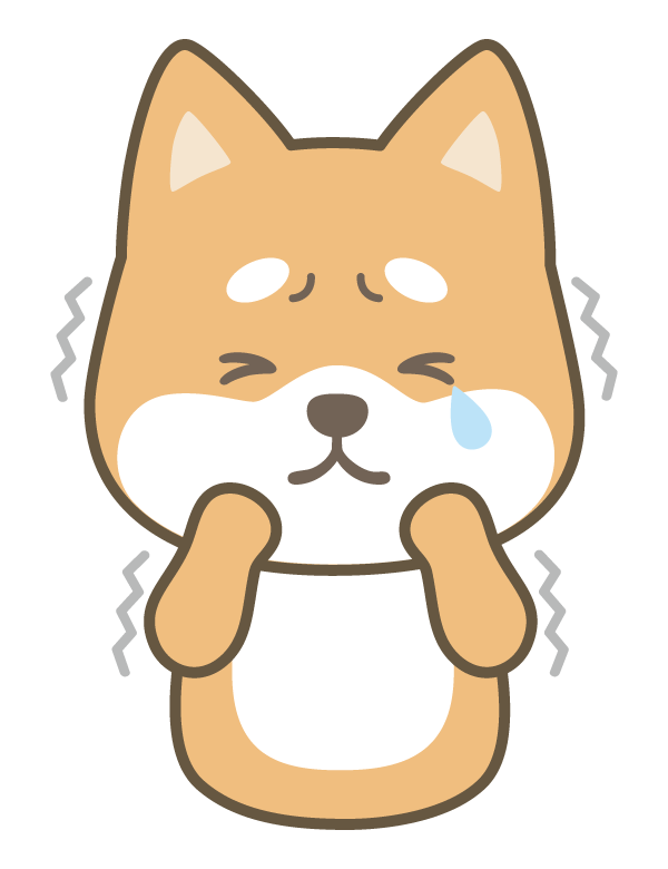 怖くて震えている柴犬のイラスト