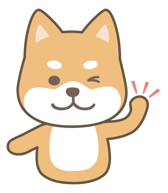 ウインクとガッツポーズをしている柴犬のイラスト