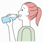 水やスポーツドリンクを飲む女性のイラスト