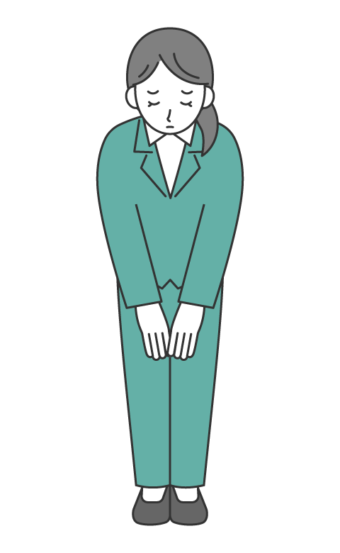 お詫びをする女性会社員（全身）のイラスト