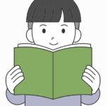 本を読んでいる子ども（男の子）のイラスト