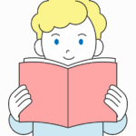 本を読んでいる外国の子ども（男の子）のイラスト