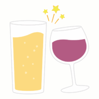 お酒やジュースで乾杯のイラスト